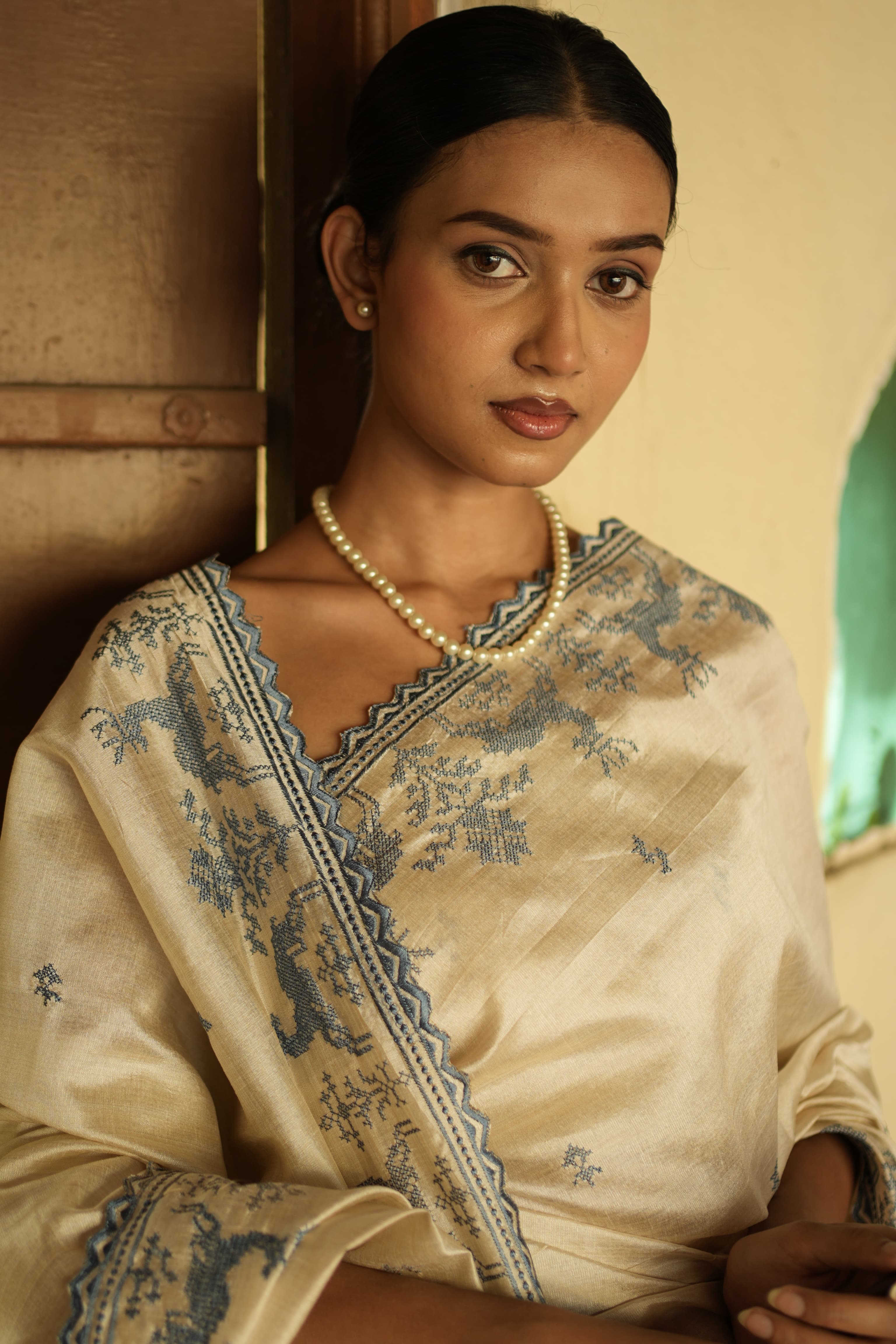 Leaf and Loom lookbook photograph showing refined Indian wear styling.